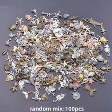 Bộ 30/50/100 chiếc mặt dây chuyền hình mực, sao biển, vỏ sò bằng hợp kim thuộc dòng Ocean Series - phụ kiện làm trang sức DIY. - trộn ngẫu nhiên - Xem 8