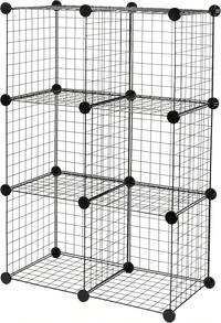 Stackable Freestanding Shelf Organizer With 6 Metal Mesh Storage Baskets, Multi-Purpose Storage Shelf, Kitchen Shelf, Living Room Shelf, Storage Shelf, Sturdy Metal Shelf, Black, Dimensions 66 X 32 X 96.5 Cm - 黑色 - 查看 7