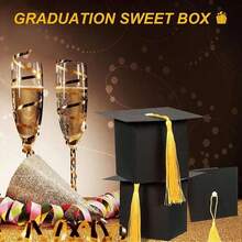 10 pezzi/20 pezzi Forniture per decorazioni di laurea, Scatole per caramelle di laurea, Scatole a forma di tocco di laurea fai-da-te, Regalo di laurea, Decorazioni per feste di laurea - multicolore - Visualizzare 4