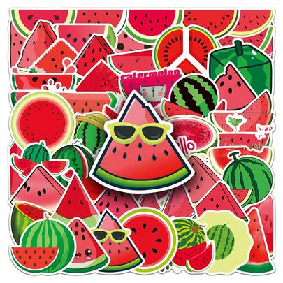 50pcs Watermelon Graffiti Stickers Fruit Cute Stickers Kawaii Funny Stickers Cartoon Stickers Kawaii Decorative Stickers For Water Bottle, Guitar, Luggage, Phone, Case, Laptop, Skateboard, Gift