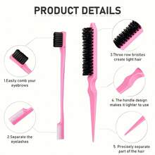 3/6-Piece Makeup Brush Set, Featuring Various Adorable Unicorn Combs To Choose From, Flip-Forward Styling Tools, Hair Band Scissors, Edge Brushes, Bristle Brushes, Teasing Combs. Suitable For Grooming, Styling And Cleaning. Suitable For Salon Use (In Pink And Purple) - Multicolor - View 7
