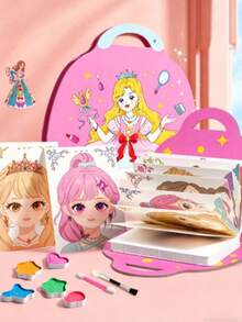 Princess Sticker Makeup Bag Girls Sticker Handmade DIY Quiet Book Decoration Stickers Rhinestone Princess Makeup Set Girls Princess Makeup Bag Painting Kit Creative Toy - Multicolor - View 1