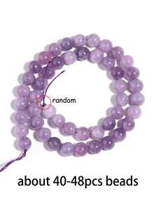 6/8/10mm Natural Stone Beads, Purple Stone, Spodumene, Tiger Eye Agate, Elegant Round Loose Beads, Energy Stone, Suitable For Prayer Beads, Yoga, Jewelry Making Accessories - Multicolor - View 14