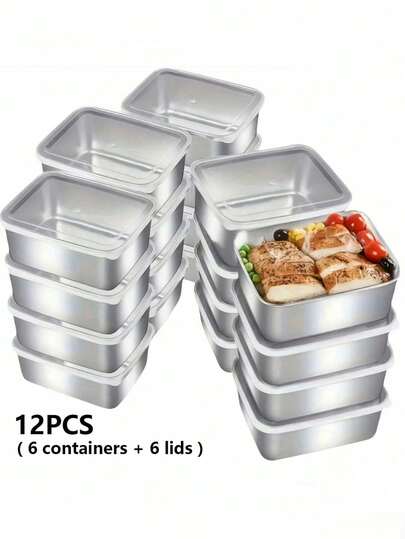 3件套不锈钢可叠放密封食品储物盒，带透明盖，防漏，可用于微波炉和冰箱，防碎，多用途翻盖式长方形厨房储物盒。适用于冰箱和食品储藏室。非常适合存放肉类、水果和蔬菜。是露营、零食、户外活动和居家使用的理想之选。