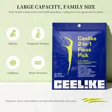Ceelike Fashion 牙線與牙籤套組，150入薄荷口味，便攜式牙齒清潔工具牙籤 - 青檸色 - 查看 1