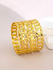 3pcs Luxury Minimalist Niche Design Popular Versatile Wrap Around Wide Bangle Bracelets - Multicolor - View 2
