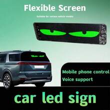 1 Set Pantalla LED flexible para parabrisas de coche, con efecto de ojos de demonio brillantes animados, control por aplicación, alimentado por USB, efectos personalizables, sin batería requerida - A - Ver 4