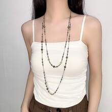 2pcs Elegant Double-Layer Long Necklace Set With Faux Pearl And Silver Beads, Bohemian Style Suitable For Daily Wear And Parties, Ideal Gift For Christmas, Valentine's Day, All Seasons, Weddings, Friends - Long Necklace - View 7
