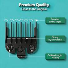 Clipper Guards Set Compatible With Most  Clippers, Clipper Guides Replacement - 1/16" To 1/2", 6 Piece Set, Black Color - Màu A - Xem 4