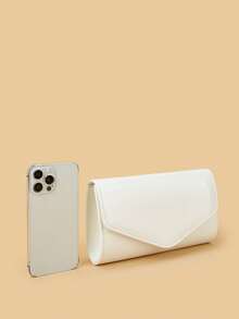 REMANLAND Luxury PVC Solid Color New Women's Clutch Bag, Charming Fashion Flap Party Evening Bag, Perfect Wallet Design, Built-In Hidden Card Slot Compartment, Detachable Metal Chain Shoulder Strap, Suitable For Parties, Evening Events, Gatherings, Weddings And Other Occasions. - White - View 7