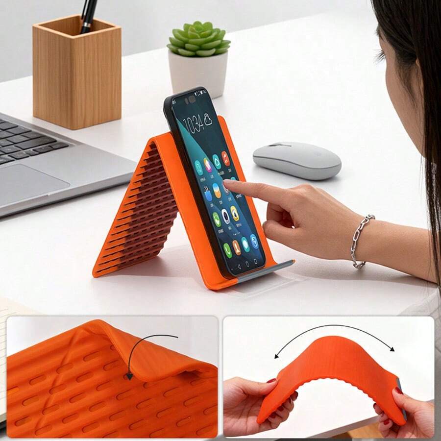 Adjustable Multi-Angle Soft Silicone Phone Stand, Tablet Stand, Laptop Stand, Non-Slip Desktop Holder, Suitable For Smartphones, Kindle And More, Essential Desktop Accessory For Office And Home