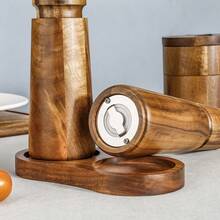 1pc/2pcs/3pcs Wooden Seasoning Jar Grinder, Pepper Shaker, Spice Jar With Manual Grinder For Kitchen - Brown - View 6
