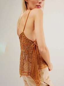 Top tirantes seductor transparente sin espalda con strass de playa - naranja - Ver 3
