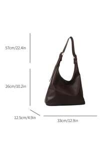 Bolso de hombro de mujer de gran capacidad y unicolor vintage, bolso cruzado multifuncional, bolso de mano, bolso cruzado de gran capacidad, bolso de trabajo casual (el color y la imagen pueden variar ligeramente), bolso retro - Café - Ver 7