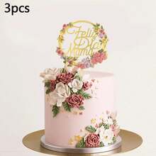 Bộ 1/3/6 chiếc phụ kiện trang trí bánh kem hình hoa bằng acrylic với chữ "Feliz Dia Mama" (Ngày của Mẹ), thích hợp để trang trí bánh kem trong bữa tiệc Ngày của Mẹ. - Nhiều màu - Xem 10