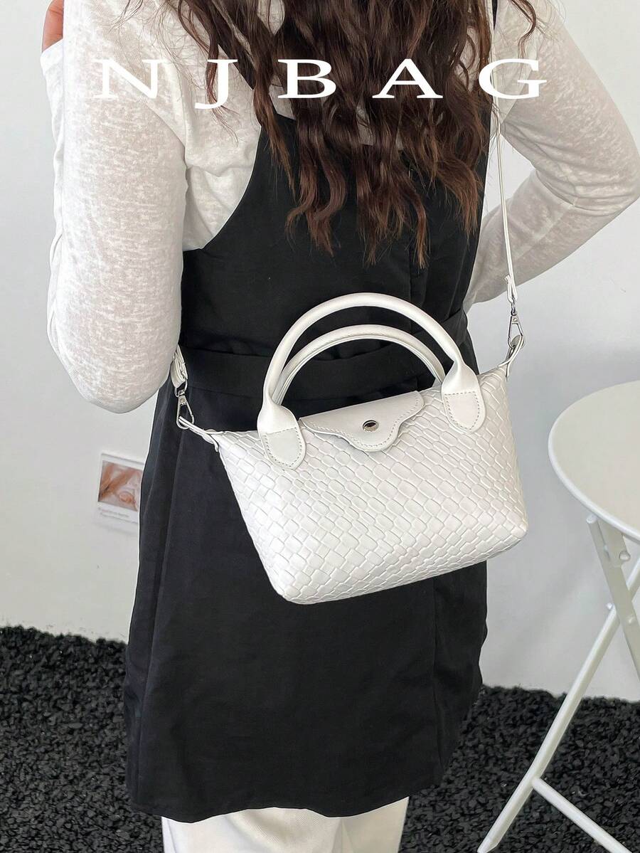 Mini New Colorblock Design Fashion Handbag, Nylon Waterproof Fabric Shoulder Bag, Square Bag And Basket Bag, Suitable For Commuting, Parties And Vacations.
