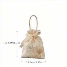 4pcs Floral Pearl & Ribbon Candy Bags, Elegant Drawstring Gift Bags, Suitable For Weddings, Girls' Gifting, Birthdays, Mother's Day And Spring & Summer Festivals With Soft And Fresh Color Matching - Multicolor - View 8