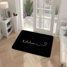 1/2/3pcs Modern Welcome & Kitchen Mat With Heart Design - White On Black Mat Suitable For Front Door, Bathroom, Kitchen - Machine Washable Low-Maintenance Housewarming Gift For Women () - Multicolor - View 3