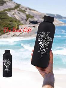 个性化保温水瓶，可定制姓名保温水瓶，运动水瓶，适用于学校、旅行、办公室、健身房，简约风格，多功能，装饰性强，可重复使用，精致，高品质，可爱，现代，可定制 - 彩色 - 查看 3