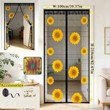 Magnetic Mosquito Net Door Curtain, Summer Mesh Screen Door For Home, Bedroom, Kitchen, No Drilling Required - Sunflower - View 4