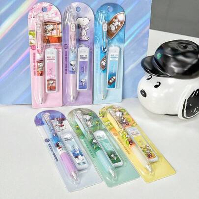  Bộ bút chì tự động Snoopy trong truyện tranh Peanuts, gồm 1 chiếc và 6 phụ kiện theo chủ đề dễ thương và vui nhộn (kiểu ngẫu nhiên).