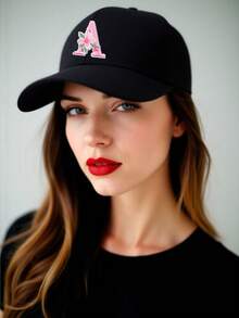 1pc Customized A-Z Letter Women's Baseball Cap, Casual Sun Protection Hat, Adjustable Lightweight Baseball Cap, Fashionable Dad Hat, Essential For OOTD, Sports And Beach,Holiday,Travel - Black - View 6