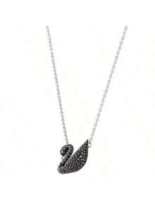 Swarovski 施华洛世奇天鹅新款优雅迷人天鹅锁骨链银项链，母亲节、圣诞节、送给女友、生日的礼物，时尚女士项链 - 黑色 - 查看 5