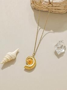 Mazuer 1件海洋风镂空贝壳吊坠项链，18K镀金不锈钢锁骨链，适合夏季海滩和日常佩戴 - 彩色 - 查看 11
