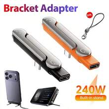 240W Type-C 充电器，完全兼容移动设备，360° 旋转充电接口，带隐藏式手机支架 - 彩色 - 查看 1