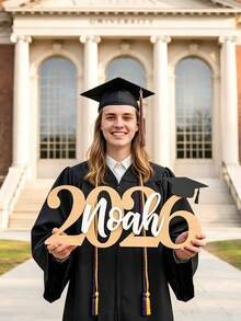 Placa de nombre personalizada para graduación, regalo de graduación 2026, decoración de clase de graduación personalizada 2026, decoración de fiesta de graduación universitaria - Multicolor - Ver 2