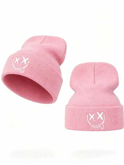 2 Valentine's Day Couple Embroidered Winter Hats, Brimless Knitted Hats, Autumn And Winter Men's Knitted Hats, Unisex Outdoor Casual Hats, With Embroidery And Geometric Patterns, Warm Outdoor Wool Hats, Winter Cold Protection Hats