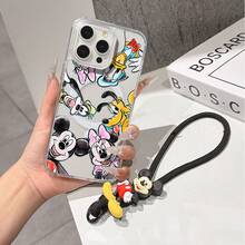 This Disney Mickey Mouse Lanyard Phone Case Is Fully Covered In TPU Material, Features Strong Magnetic Closure, Is Shockproof And Lightweight, And Is Compatible With IPhone17/16/11/13/15/15 Plus/15 Pro/15 Pro Max/12/14 Pro Max/11 Pro Max/12 Pro/12 Pro Max/13. This Phone Case Is A Popular Birthday Gift Or Business Gift Choice; It Is Durable, Stain- And Fingerprint Resistant, And Suitable For Both Men And Women. The Set Also Includes A Mickey Mouse Phone Case And A Mickey Mouse Plush Bracelet, Making It A Perfect Gift For Friends And Family. This Stylish Phone Case Is Fun, Lightweight, And Durable. IPhone17 Pro Max Phone Case, Minnie Mouse Phone Case. - Clear - View 1