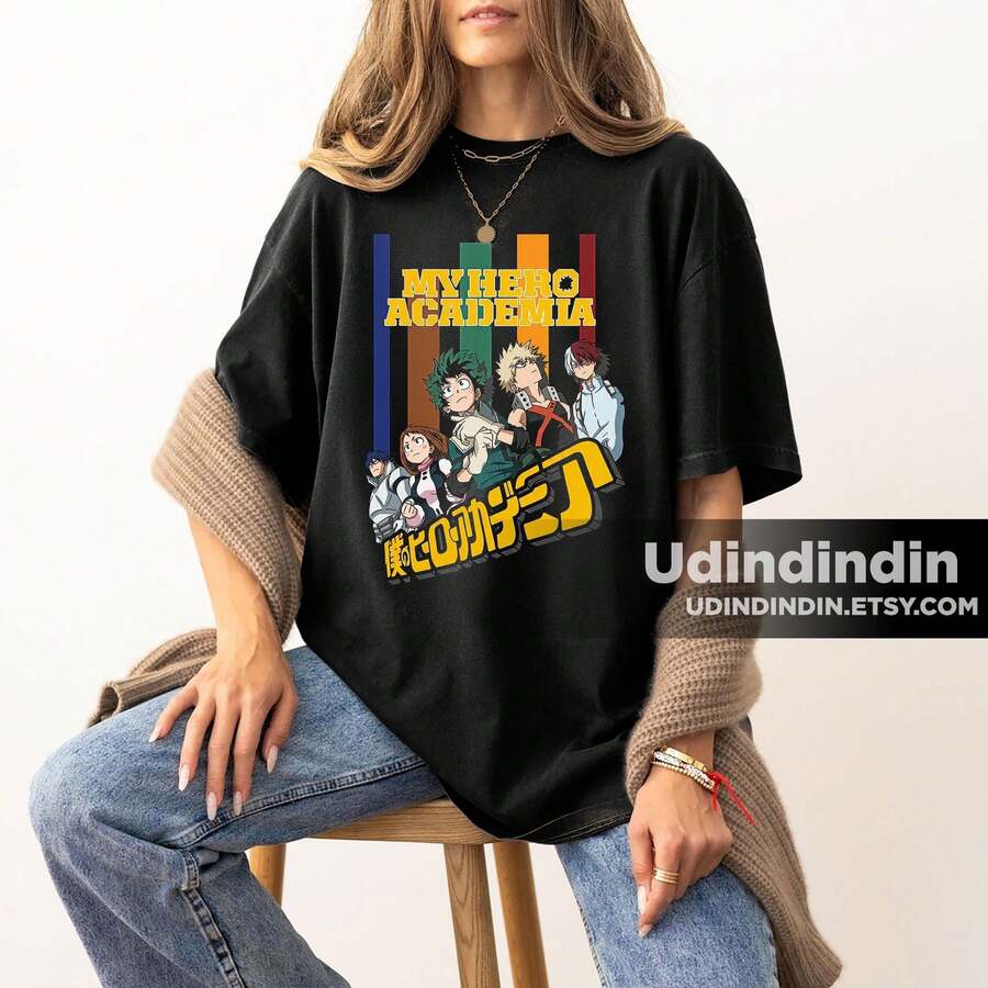 T-Shirt, Graphic T-Shirt, Character Shirt, Otaku Gift T-Shirt - 黑色 - 查看 1