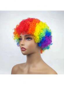Wig Badut Warna-warni, Warna Acak, Satu Ukuran Cocok untuk Sebagian Besar Orang, Perlengkapan Permainan Kostum, Kebanggaan, Gaun Pesta - MultiWarna - View 9