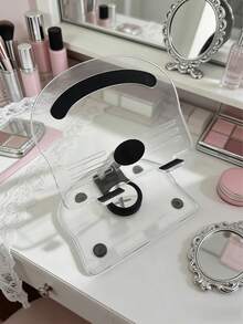 1pc Minimalist Acrylic Phone Stand, Waterproof Design, 360° Rotation, Tablet Universal Holder, Portable Foldable Desktop Stand With 360-Degree Adjustable Rotation, Suitable For Exercise, Video Watching And Facetime Calls, Compact And Foldable Design For Easy Carrying - Acrylic - View 13