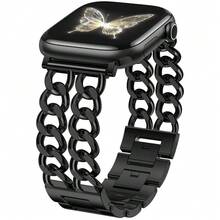 Dây đeo kim loại màu đen có thể điều chỉnh, tương thích với Apple Watch 38mm 40mm 41mm 42mm (S10/11) 44mm 46mm, phù hợp với cổ tay từ 5.11-7.87 inch, tương thích với Apple Watch Series 1/2/3/4/5/6/7/8/9/10/11/SE 3/2/1 - màu đen - Xem 1