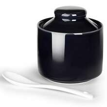 GDCZ 1 pièce Pot à sucre ou pot à sel en céramique avec couvercle et cuillère, décoration de table de cuisine, capacité de 8 oz, utilisation pour restaurant en libre-service, impression de design haut de gamme, facile à nettoyer - Multicolore - Voir 25
