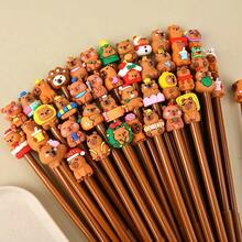 1/5pcs Creative Water Vole Themed Black Ballpoint Pen 0.5mm, Cute Quick-Drying Pen, Office & Writing Supplies, Suitable For School, Classroom Rewards, Holiday Gifts, High-Quality Gift Pen (Set With Refill) - A - View 4