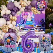 Blue Number Foil Balloon Arch Set, Aluminum Foil Cool Girl Theme Large Birthday Party Balloons Decoration Combo, Music Girl Number Foil Balloons, Children's Birthday Party Supplies Gift Set Decor - Balloon Set - View 9