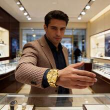Men's Luxury Watch With Large Dial, Luminous Hands & Dual Date Display - Analog Wristwatch, Stainless Steel Suitable For Business, Professional & Casual Attire - Golden Watch For Men - Golden and Silvery - View 4