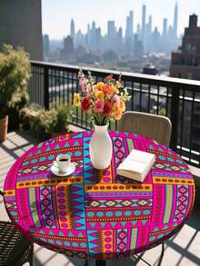 1件波西米亚曼陀罗圆形弹力桌布，涤纶材质，适用于室内/室外野餐、露营、花园、晚宴装饰，优雅的餐桌罩，易于清洁，户外桌布 - B - 查看 10