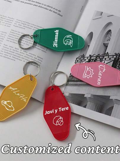 6/12 piezas Llavero de diamante personalizado, colgante de bolso, placa de número de habitación de motel, llavero de plástico circundante, llavero con cita personalizable, cómodo y fácil de usar, colorido, lindo, juguetón, portátil, de moda, regalo ideal para él/ella, para novio, novia, familia, amigos, pequeños accesorios, artículos personalizados