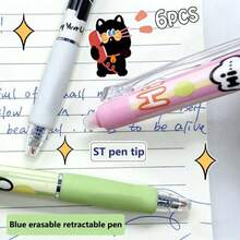 Hộp 6 bút bi xóa được 0.5mm màu xanh dương, thích hợp cho mùa tựu trường. - Tròn - Xem 3