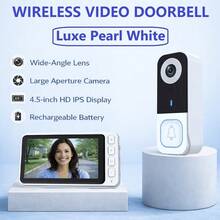 Holiday Special Offer! Wireless Smart Video Doorbell, 4.5'' Display, High Definition , Two-Way Audio, Night Vision, Automatic Recording, No WiFi, No App, No Monthly Fees, Easy Installation, Quick Pairing, Rechargeable Battery. - View 14