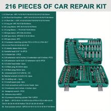 A Comprehensive Set Of 216 Professional Tools Housed In A Sturdy Carrying Case, Featuring 1/2", 3/8", And 1/4" Drive Depth And Standard Socket Ratchet Spanners. This Extensive Toolkit Is Ideal For Maintenance Tasks At Home, In The Garage - C - View 8