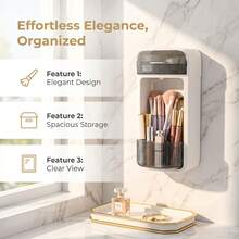 360° Rotating Makeup Brush Holder - Wall & Desktop Dual-Use Dustproof Cosmetic Organizer, Large Capacity For Brushes, Eyebrow Pencils & Vanity Accessories, Beauty Tool Display Case - Multicolor - View 4