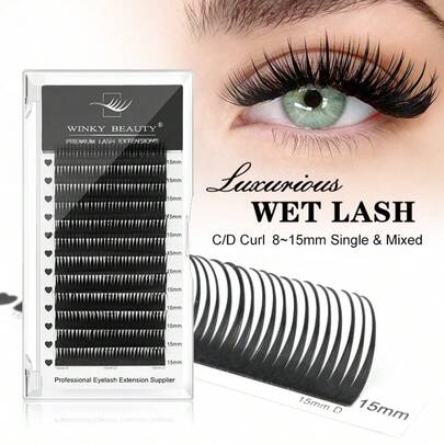 Winky Beauty Pestañas postizas brillantes y húmedas, pestañas en racimo tipo C, pestañas en racimo tipo A de estilo manga cosplay de 0.07 mm con aspecto de demonio puntiagudo y suave, tira de mink esponjoso de alta densidad rusa natural para uso diario, Navidad, Halloween, salón y hogar, 8-15 mm