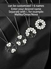 Collar personalizado de mujer con pétalos delicados y corazón con forma de múltiples nombres, se pueden personalizar de 1 a 6 nombres, regalo único para el Día de la Madre, símbolo familiar, regalo para miembros de la familia, collar familiar personalizado con múltiples nombres en forma de corazón, regalo de Navidad, regalo de Acción de Gracias, adecuado para uso diario y como regalo - Multicolor - Ver 6