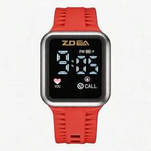 ZOEA Sports Smartwatch With Breathable Perforated Strap + Square Touchscreen + Fitness Style + Daily/Sport Use + Smartwatch - 紅色 - 查看 2