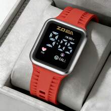 ZOEA Sports Smartwatch With Breathable Perforated Strap + Square Touchscreen + Fitness Style + Daily/Sport Use + Smartwatch - 紅色 - 查看 6
